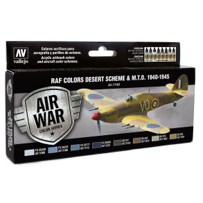 Vallejo farver 771163 Farves�t, RAF Desert Camouflage WWII, 8 x 17 ml