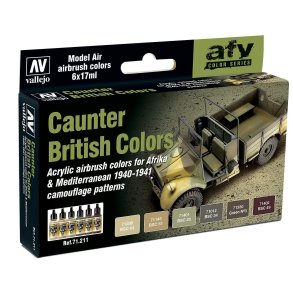 Vallejo farver 771211 Farvest, Britisk Camouflage, Afrika & Middelhavet, 6 x 17 ml.