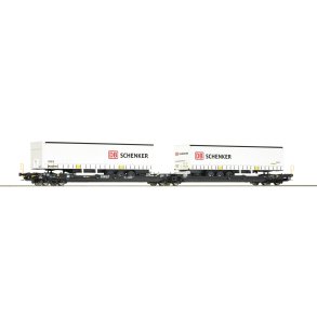 Roco HO 77390 Kombiverkehr T3000e leddelt vogn med dobbelt lomme med 2 trailer fra DB Schenker