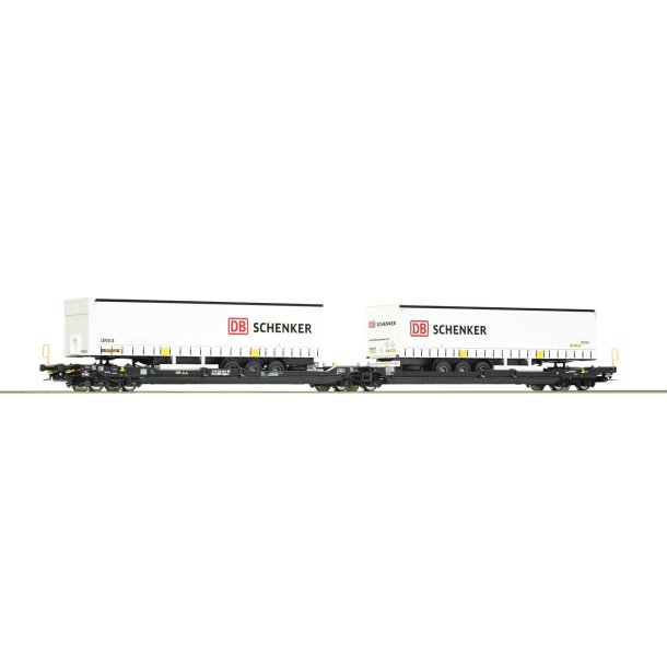 Roco HO 77390 Kombiverkehr T3000e leddelt vogn med dobbelt lomme med 2 trailer fra DB Schenker