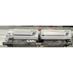 Roco HO 67530 HUPAC lavgulvsvogn mellem mellemliggende vogne "Rullende landevej" lastet med et Steyr-vogntog.