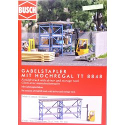 Busch TT 8848 Gaffeltruck med hj reol til vare. Nyhed 2020