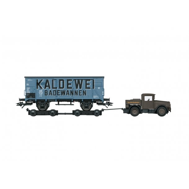 MHI Mrklin 48822 DB godsvogn G 10 "KALDEWEI". Med traktor Kaelble med vejscooter type Culemeyer