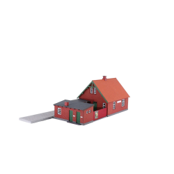 Hobbytrade 87360 lille landstation i rde sten 199 x 87 x 87 mm. Perron 300 x 37 mm. Lasercut bygges