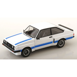 Modelcar Group 18350 Ford Escort MK II R White with blue bonnet stripes. Skala 1:18
