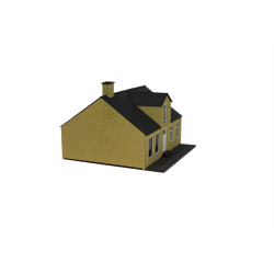 Hobbytrade HO 87223 Laserskret dansk byhus med kvist og butik. Gule mursten med fortov. Byggest