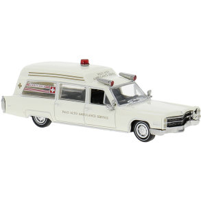 Brekina HO 19778 Cadillac Miller Meteor Ambulance Palo Alto Ambulance �rgang 1966