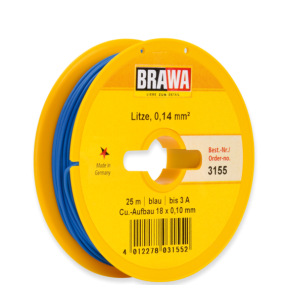 Brawa 3155 ledning bl 25 meter 0,14 mm 