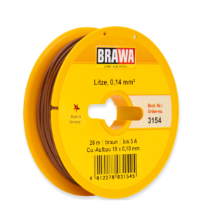Brawa 3154 ledning brun 25 meter 0,14 mm 