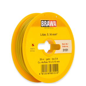 Brawa 3151 ledning gul 25 meter 0,14 mm 
