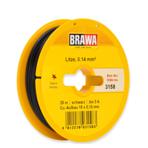 Brawa 3158 ledning sort 25 meter 0,14 mm 