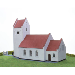 Hobbytrade HO 87383 Laserskret dansk landsbykirke hvidkalket 119 x 300 x 172 mm. Byggest