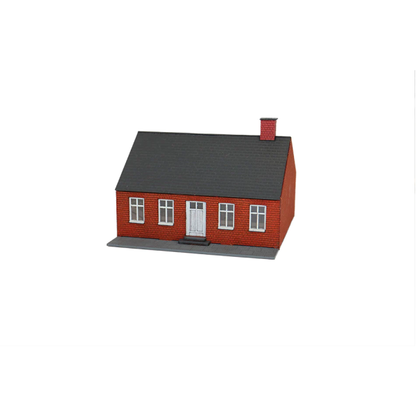 Hobbytrade HO 87221 dansk r�d byhus i r�de sten med fortov. 120 x 120 x 80 mm. Bygges�t