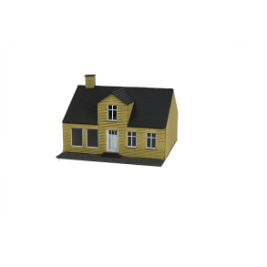 Hobbytrade HO 87223 Laserskret dansk byhus med kvist og butik. Gule mursten med fortov. Byggest