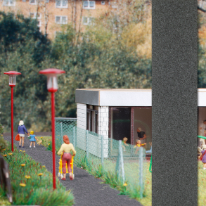 Busch HO/TT/N 7080 Asfalt Ca. 40 mm bred, 1 m lang. Velegnet som vej i N og som sti i TT og H0. Klb