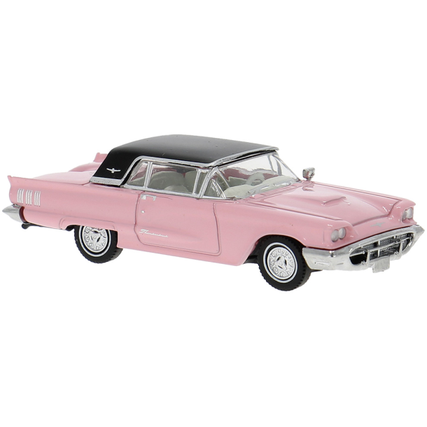 Brekina HO 18202 Ford Thunderbird Cabriolet med hardtop i pink �rgang 1960
