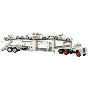 Brekina HO 90500 Dodge auto Transporter med 3 biler Hurricane Helldrivers �rgang 1975. Nyhed 2026