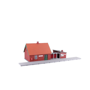 Hobbytrade 87360 lille landstation i rde sten 199 x 87 x 87 mm. Perron 300 x 37 mm. Lasercut bygges