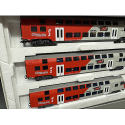 Mrklin 43540 BB 3 dobbeltdkkere CityShuttle-vogne med styrvogn