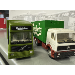 2 stk. Brugte Carlsberg lastbiler i skala 1.87 Stand se billeder