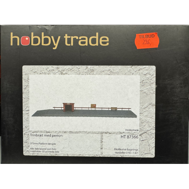 Hobbytrade HO 87366 Laserskret dansk trinbrt med perron lngde 375 mm. Med venteskur. Byggest