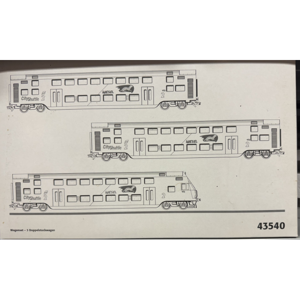 Mrklin 43540 BB 3 dobbeltdkkere CityShuttle-vogne med styrvogn