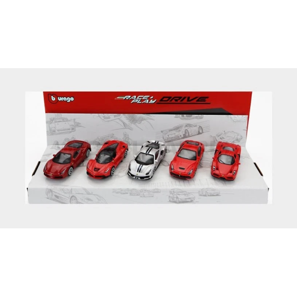 Burago 56125 Ferrari s�t med 5 biler skala 1:64