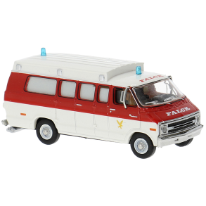 Brekina HO 18302 Falck Dodge B 200 Ambulance �rgang 1975. Nyhed 2026. P� lager d.4.4.2026