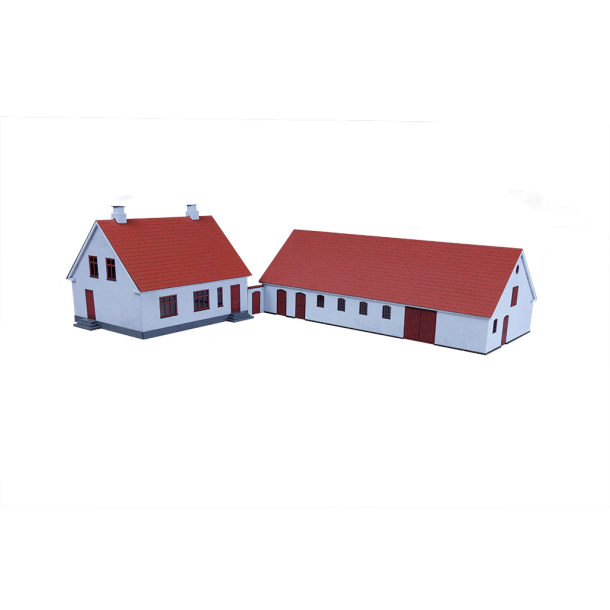 Hobbytrade 87300 dansk husmandssted med stuehus og sidebygning lasersk�ret bygges�t 250 X 334 X 100