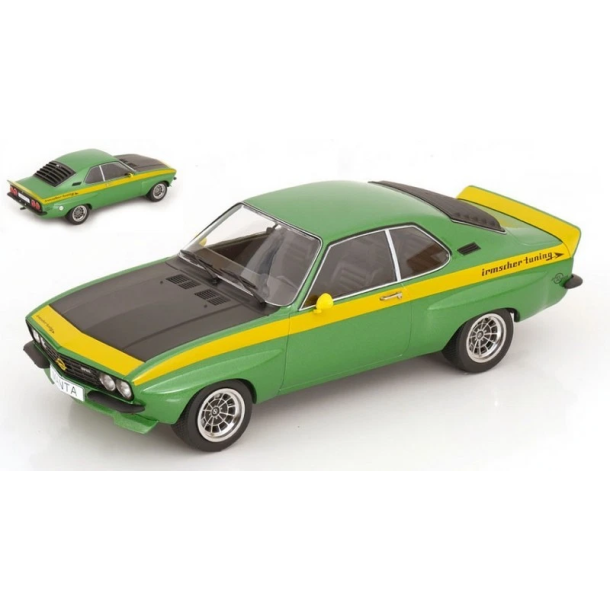 Modelcar Group 18425 Opel Manta A Irmscher �rgang 1974 gr�n metallisk - gul skala 1:18