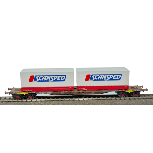 ACME HO 40372 DSB containervogn Typ Sgnss 60 med 2 veksellad fra Scansped transport. P� lager d.17.7.26