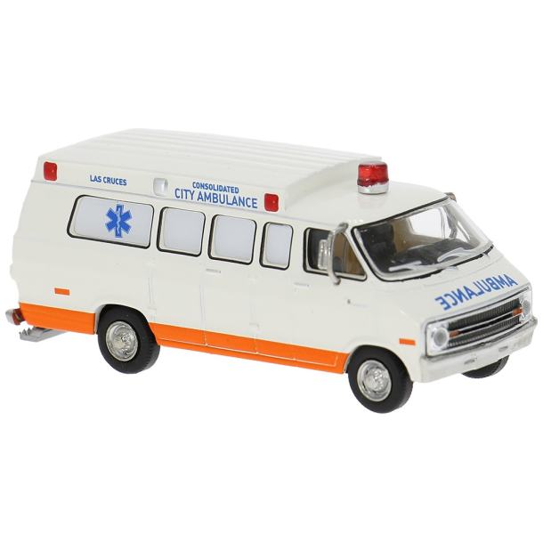 Brekina HO 18306 Dodge B 200 Ambulance Las Cruces �rgang 1975 USA. Nyhed 2026