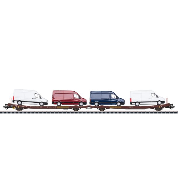 Mrklin 47430 DB AG autotransport fladvognst type Laads 800B med fire VW Crafter. Nyhed 2025