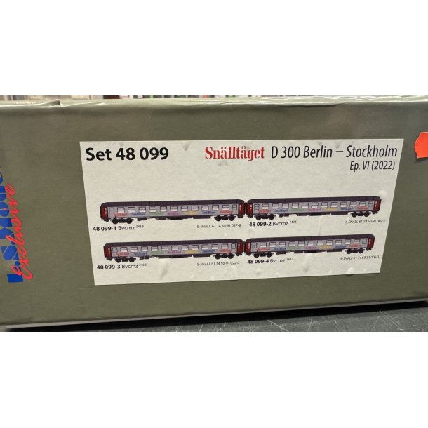 L.s Models HO 48 099 SJ personvogns�t Sn�llt�get Berlin - Stockholm med 4 vogne