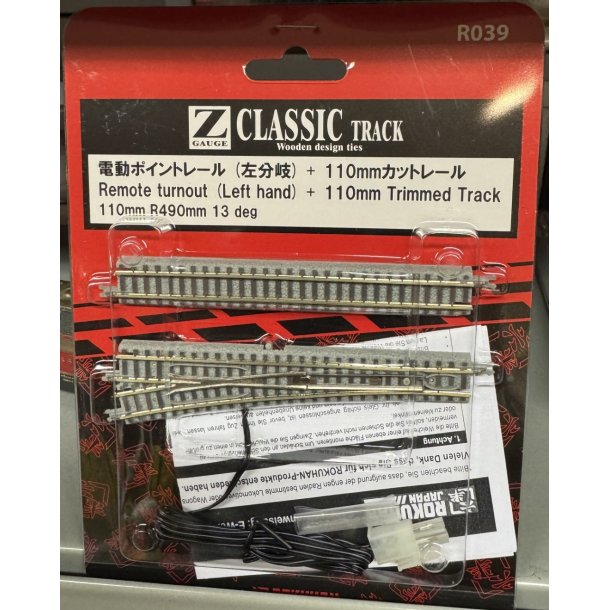 Rokuhan 7297039 spor Z elektrisk sporskift venstre 110 mm 13 � 490 mm