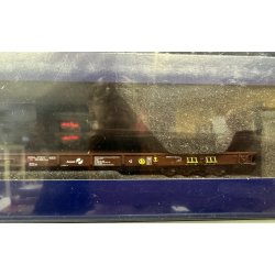 Roco HO 67214 �BB rullende landevej 6-akslet lavgulvsvogn "Rullende Landvej" type Saadkms. Lastet med Steyr s�ttevogn "Lagermax