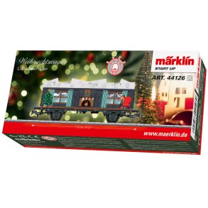 M�rklin 44126 julevogn 2026. Vognen er udstyret med et batteridrevet lysmodul. Lysmodulet er designet som en oplyst gavelast.