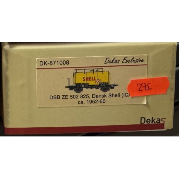 Dekas HO 871008 DSB tankvogn Gul Shell ZE 502 825 ca 1952-60