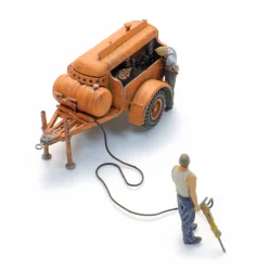 Artitec HO 387.611 Kompressortrailer med tryklufthammer + 2 figur f�rdig model. 