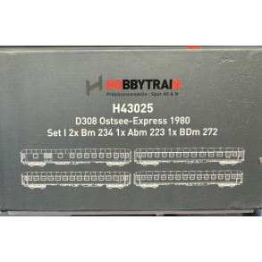 Hobbytrain HO H43025 DB personvogns�t med 4 vogne Baltic Sea Express M�nchen-Berlin (K�benhavn)