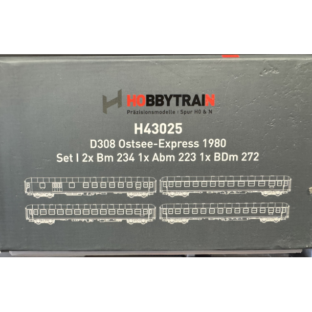 Hobbytrain HO H43025 DB personvogns�t med 4 vogne Baltic Sea Express M�nchen-Berlin (K�benhavn)