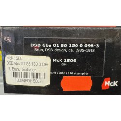 McK HO 1506 DSB lukket godsvogn Brun Gbs 01 86 150 0 098-3