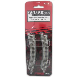 Rokuhan 7297032 spor Z buet skinne R195-30�  x 6 stk.