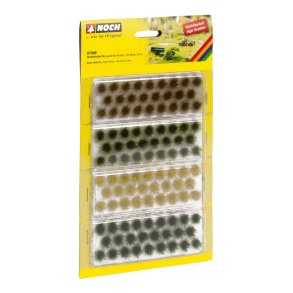 Noch alle str. 07006 Totter af gr�s XL m�rkegr�n, medium gr�n, brun, gylden-gul, 104 stykker, 9 mm.