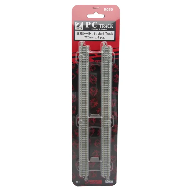 Rokuhan 7297050 spor Z lige spor lngde 220 mm, med betonsveller 4 stk.