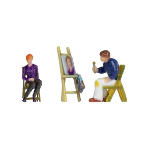 Noch HO 10415 Enkeltfigurmaler med model og staffeli i farvet 3D-print. Nyhed 2024