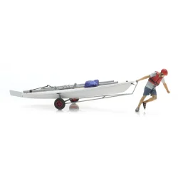 Artitec HO 387.595 Sejlbd p trailer + figur. Frdig model