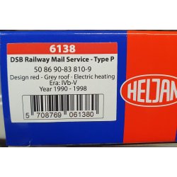 Heljan 6138 DSB postvogn litra P 50 86 90-83 810-9. Nyhed 2023/24