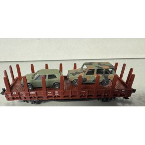 Roco 417 273 spor N DB stolpevogn med 2 milit�r biler