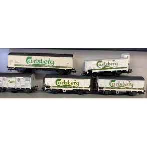 Liliput HO 555 DSB lot med 5 Carlsberg lvogne med Jvnstrm hjul